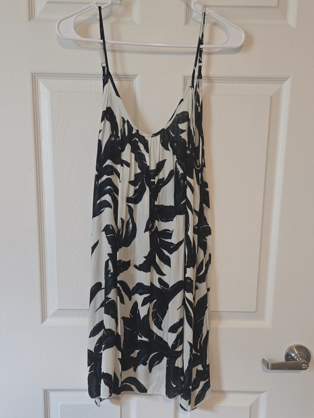 Elan Navy and White Leaf-Print Slip Dress NWOT